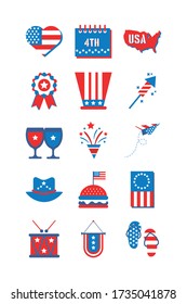 bundle of independence day usa icons vector illustration design