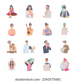 Bundle of Indian Characters Flat Illustrations 
