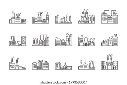 bundle of industry factory set icons vector illustration design