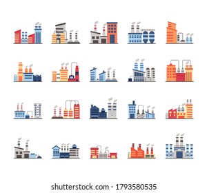 bundle of industry factory set icons vector illustration design