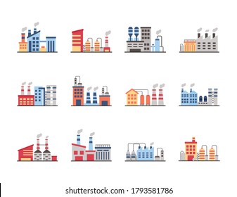 conjunto de iconos de fábrica de la industria diseño de ilustración vectorial
