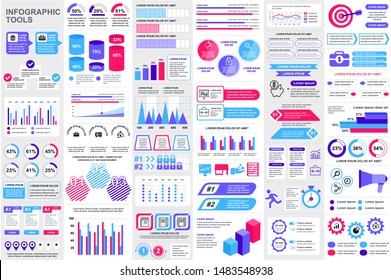 Bundle infographic elements data visualization vector design template. Can be used for steps, business processes, workflow, diagram, flowchart concept, timeline, marketing icons, info graphics.