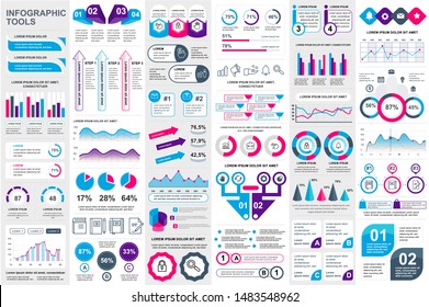 Bundle infographic elements data visualization vector design template. Can be used for steps, business processes, workflow, diagram, flowchart concept, timeline, marketing icons, info graphics.