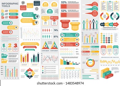 Bundle infographic elements data visualization vector design template. Can be used for steps, business processes, workflow, diagram, flowchart concept, timeline, marketing icons, info graphics.