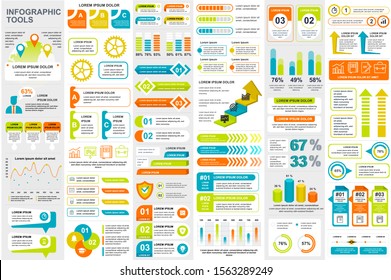 Bundle infographic elements data visualization vector design template. Can be used for steps, business processes, workflow, diagram, flowchart concept, timeline, marketing icons, info graphics.