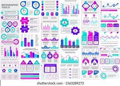 Bundle infographic elements data visualization vector design template. Can be used for steps, business processes, workflow, diagram, flowchart concept, timeline, marketing icons, info graphics.