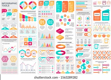 Bundle infographic elements data visualization vector design template. Can be used for steps, business processes, workflow, diagram, flowchart concept, timeline, marketing icons, info graphics.