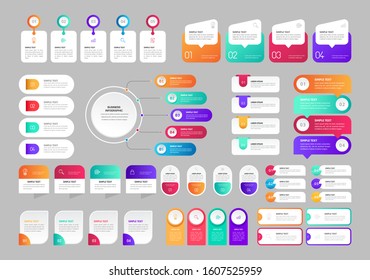 Bundle infographic elements data visualization vector design template. Can be used for steps, business processes, workflow, diagram, flowchart concept, timeline, marketing icons, info graphics