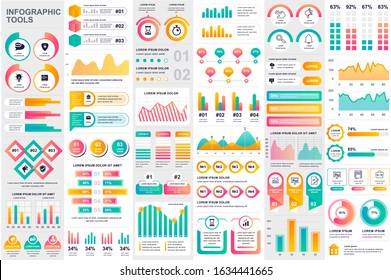 Bundle infographic elements data visualization vector design template. Can be used for steps, business processes, workflow, diagram, flowchart concept, timeline, marketing icons, info graphics.