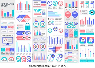 Bundle infographic elements data visualization vector design template. Can be used for steps, business processes, workflow, diagram, flowchart concept, timeline, marketing icons, info graphics.