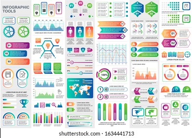 Bundle infographic elements data visualization vector design template. Can be used for steps, business processes, workflow, diagram, flowchart concept, timeline, marketing icons, info graphics.