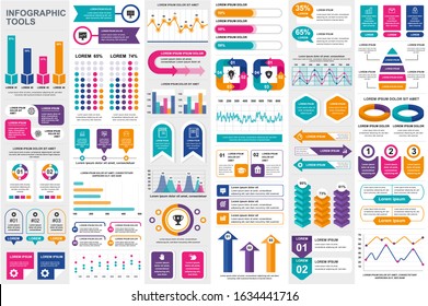 Bundle infographic elements data visualization vector design template. Can be used for steps, business processes, workflow, diagram, flowchart concept, timeline, marketing icons, info graphics.