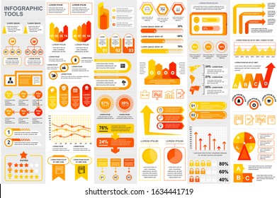 Bundle infographic elements data visualization vector design template. Can be used for steps, business processes, workflow, diagram, flowchart concept, timeline, marketing icons, info graphics.