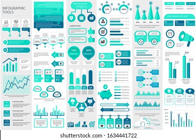 Bundle infographic elements data visualization vector design template. Can be used for steps, business processes, workflow, diagram, flowchart concept, timeline, marketing icons, info graphics.