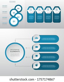 Bundle infographic elements data visualization. Vector template with 4 options. Can be used for presentations, business processes, workflow, diagram, flowchart concept, timeline, marketing, trainings.