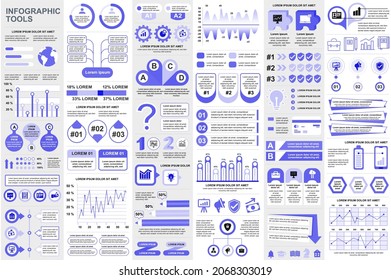 Combinar la plantilla de diseño de vectores de visualización de datos de elementos infográficos. Mega set. Se puede utilizar para pasos, procesos de negocio, flujo de trabajo, diagrama, concepto de diagrama de flujo, escala de tiempo, iconos, gráficos de información.