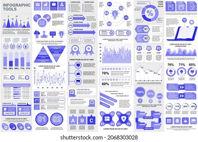 Bundle infographic elements data visualization vector design template. Mega set. Can be used for steps, business processes, workflow, diagram, flowchart concept, timeline, icons, info graphics.