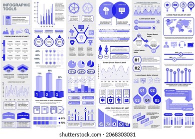 Bundle infographic elements data visualization vector design template. Mega set. Can be used for steps, business processes, workflow, diagram, flowchart concept, timeline, icons, info graphics.