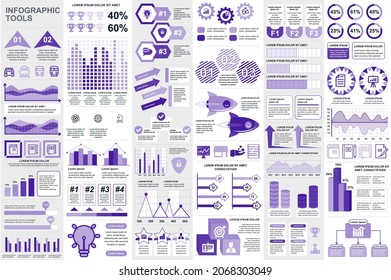 Bundle infographic elements data visualization vector design template. Mega set. Can be used for steps, business processes, workflow, diagram, flowchart concept, timeline, icons, info graphics.