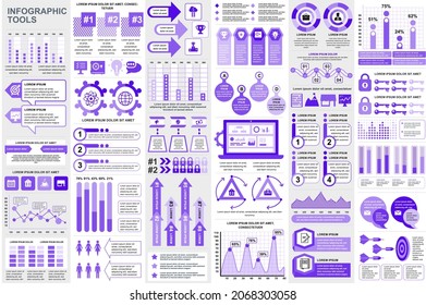 Bundle infographic elements data visualization vector design template. Mega set. Can be used for steps, business processes, workflow, diagram, flowchart concept, timeline, icons, info graphics.