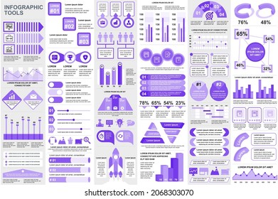 Bundle infographic elements data visualization vector design template. Mega set. Can be used for steps, business processes, workflow, diagram, flowchart concept, timeline, icons, info graphics.