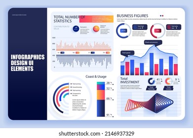 Bundle infographic elements data visualization vector design template. Can be used for steps, business processes, workflow, diagram, flowchart, timeline, KPI dashboard, info graphics.