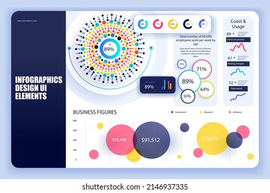 Bundle infographic elements data visualization vector design template. Can be used for steps, business processes, workflow, diagram, flowchart, timeline, KPI dashboard, info graphics.