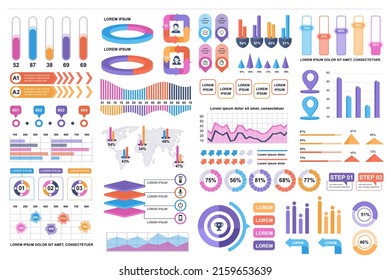 Bundle infographic elements data visualization vector design template. Can be used for steps, business processes, workflow, diagram, flowchart concept, timeline, marketing icons, info graphics.