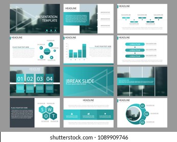 Set Blue Elements Multipurpose Presentation Template Stock Vector ...