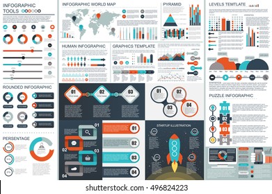 Bundle Infographic teamwork elements vector design template. Can be used for workflow, infographic banners, business startup, set information infographics, diagram, chart. Vector infographic elements.