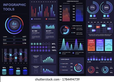 Bundle infographic UI, UX, KIT elements. Different charts, diagrams, workflow, flowchart, timeline, schemes, marketing icons, graphs and bars design template. Vector info graphic and infographics set.