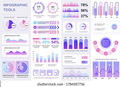 Bundle infographic UI, UX, KIT elements. Different charts, diagrams, workflow, flowchart, timeline, schemes, marketing icons, graphs and bars design template. Vector info graphic and infographics set.