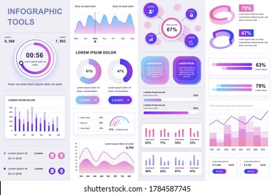 Bundle infographic UI, UX, KIT elements. Different charts, diagrams, workflow, flowchart, timeline, schemes, marketing icons, graphs and bars design template. Vector info graphic and infographics set.