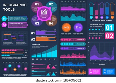 Bundle infographic UI, UX, KIT elements. Different charts, diagrams, workflow, flowchart, timeline, schemes, marketing icons, graphs and bars design template. Vector info graphic and infographics set.