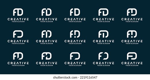 bundle initials letters F D logo design vector