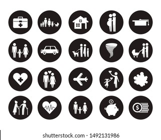 Bundle Insurance Company Icons Vector Illustration Stock Vector Royalty Free 1492131986