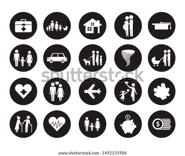 bundle of insurance company icons vector\
illustration design