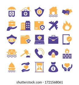 conjunto de iconos de conjunto de seguros diseño de ilustración vectorial