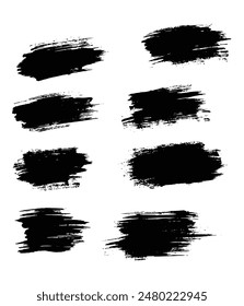 Bundle of isolated hand-painted grunge ink brush stroke illustration