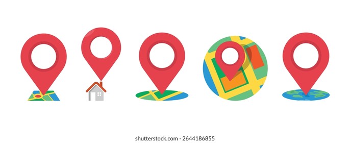 Bundle isolated icon of a map location marker, symbolizing places, checkpoints, routes, navigation, home position, and geographic reference.