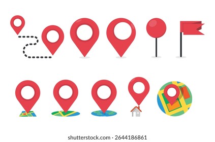 Bundle isolated icon of a map location marker, symbolizing places, checkpoints, routes, navigation, home position, and geographic reference.