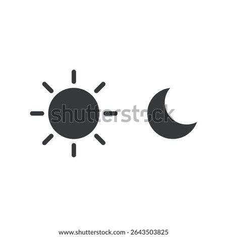 Bundle of isolated sun and moon pictograms, representing celestial objects and day-night symbols in a minimal and clean graphic design