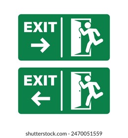 Bundle label sign emergency exit with running man pictogram in green rectangle label