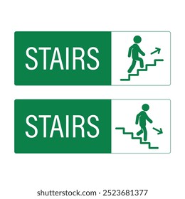 Direção do adesivo da etiqueta do pacote para cima e para baixo escadas com seta, sinal isolado do edifício da saída de emergência