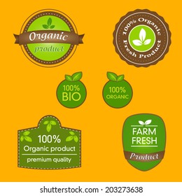 Bundle of labels for bio, organic, all natural food and eco-friendly products