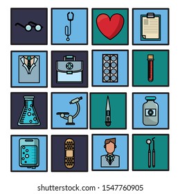 bundle of laboratory science set icons vector illustration design