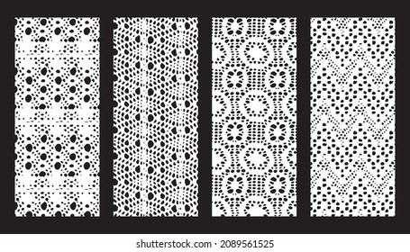 Bundle of lace mesh fabric.  Black and white textures.