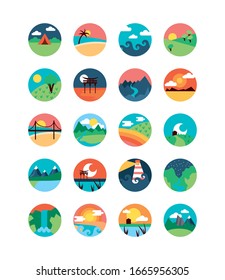 bundle of landscapes set scenes vector illustration design