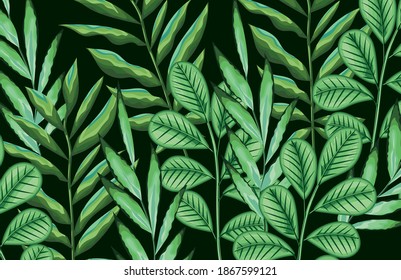 bundle of leaves on a black background vector illustration design