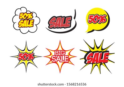 bundle lettering offer style pop art vector illustration design